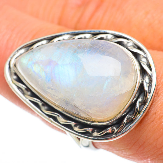 Rainbow Moonstone Rings handcrafted by Ana Silver Co - RING63863