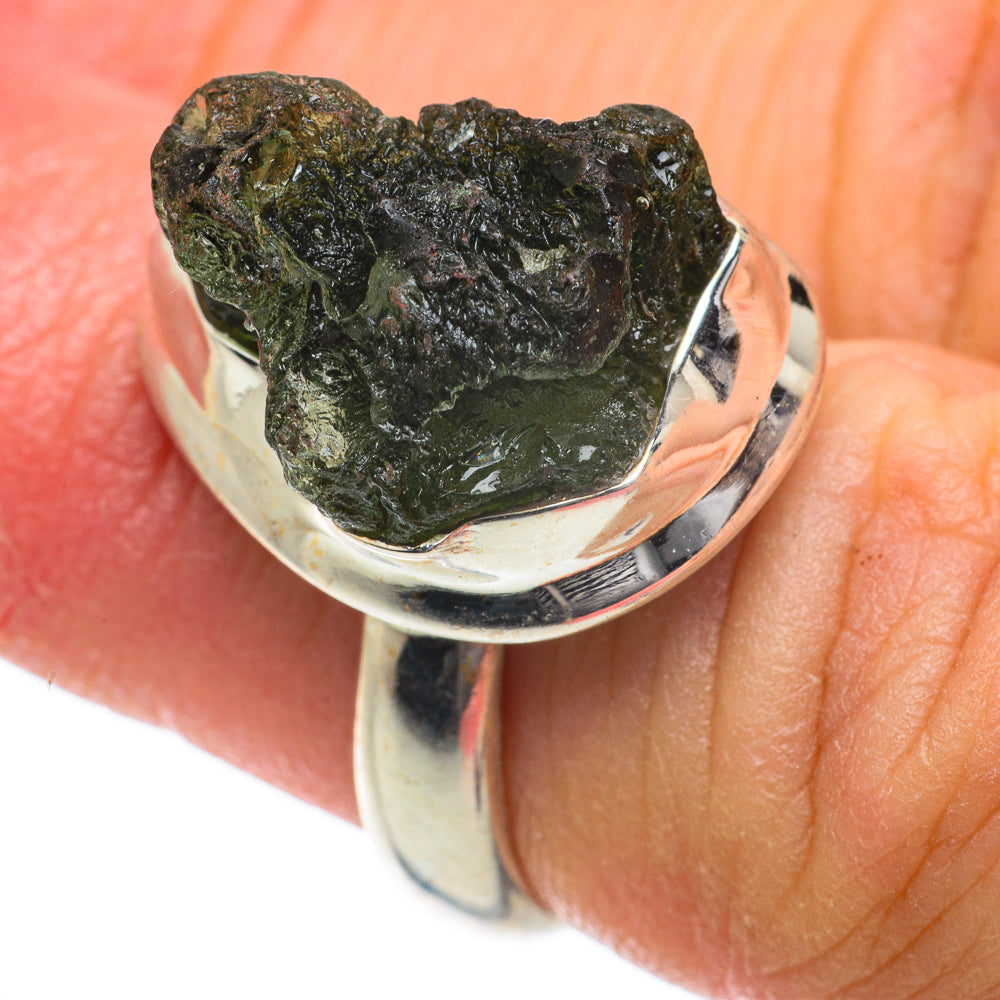 Czech Moldavite Rings handcrafted by Ana Silver Co - RING63884