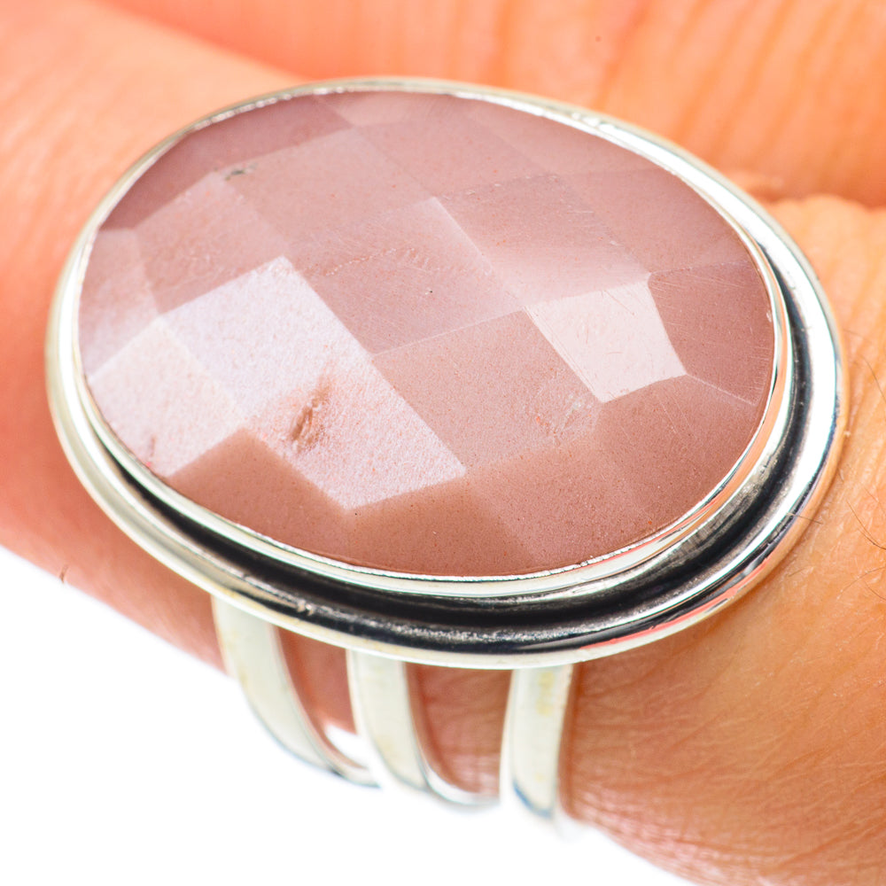 Peach Moonstone Rings handcrafted by Ana Silver Co - RING63914