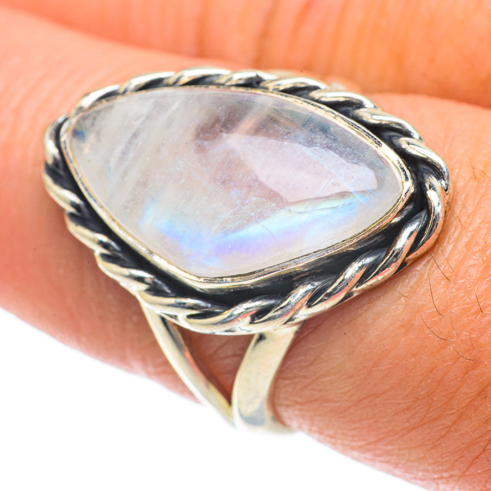 Rainbow Moonstone Rings handcrafted by Ana Silver Co - RING63925
