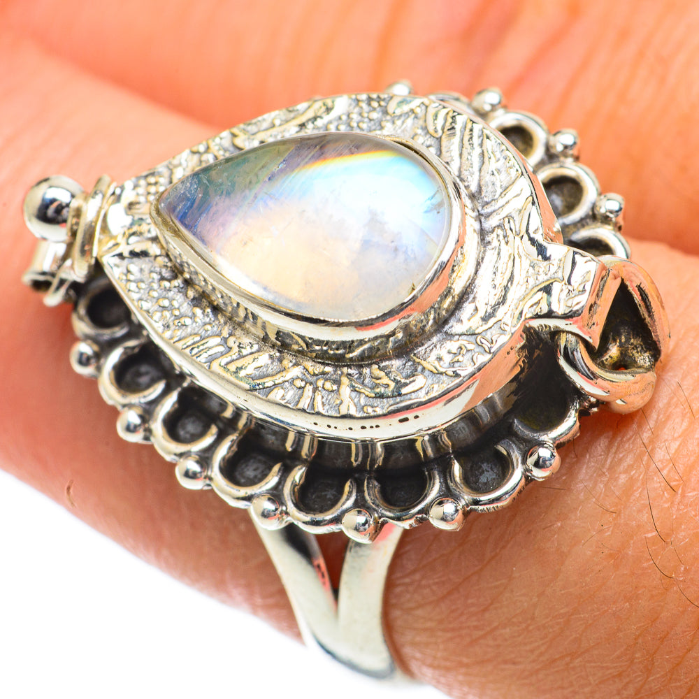 Rainbow Moonstone Rings handcrafted by Ana Silver Co - RING63964