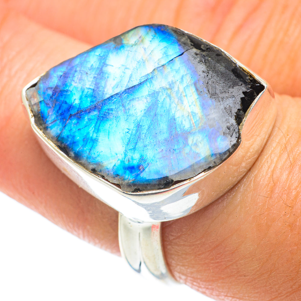 Rainbow Moonstone Rings handcrafted by Ana Silver Co - RING63965