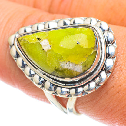 African Green Opal Rings handcrafted by Ana Silver Co - RING64020