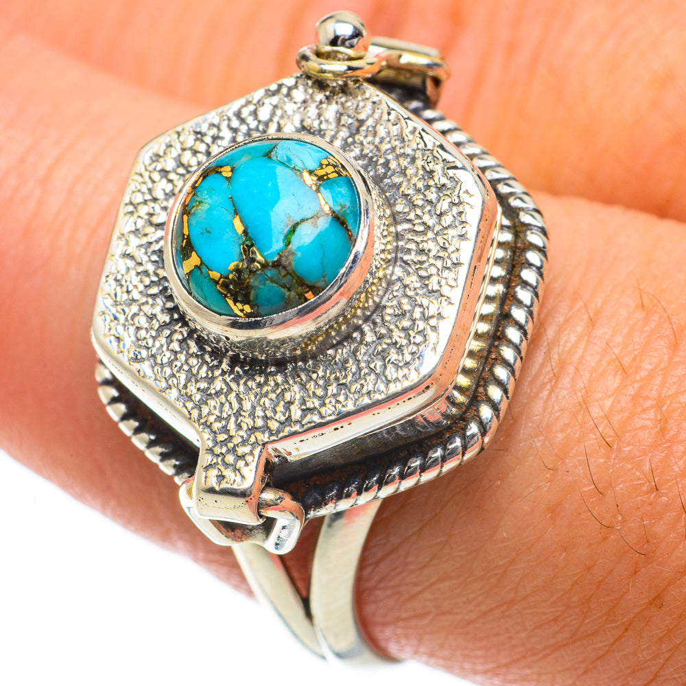 Blue Copper Composite Turquoise Rings handcrafted by Ana Silver Co - RING64034