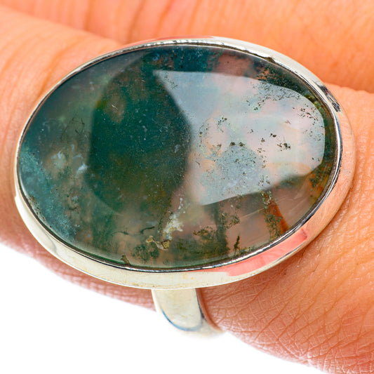 Green Moss Agate Rings handcrafted by Ana Silver Co - RING64115