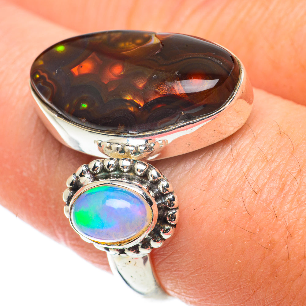 Mexican Fire Agate Rings handcrafted by Ana Silver Co - RING64156
