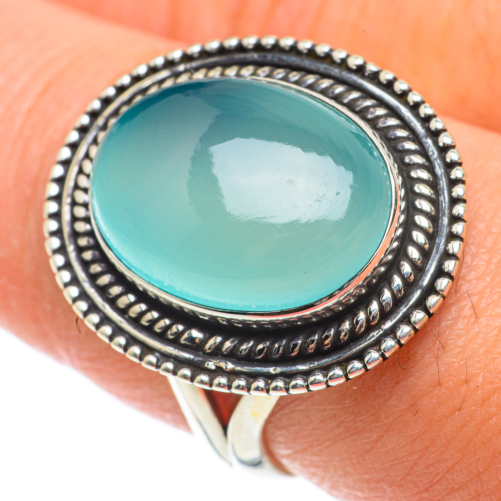 Aqua Chalcedony Rings handcrafted by Ana Silver Co - RING64161
