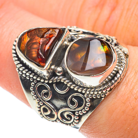 Mexican Fire Agate Rings handcrafted by Ana Silver Co - RING64165