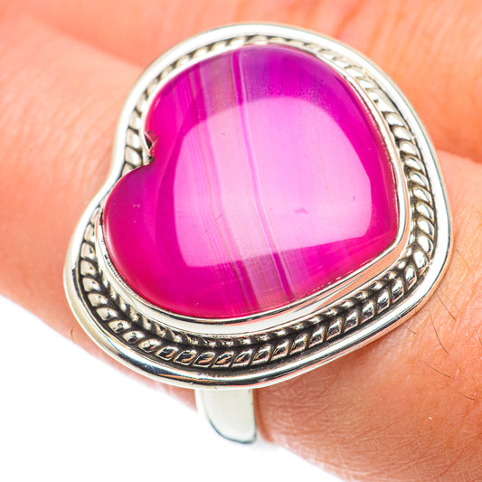Pink Botswana Agate Rings handcrafted by Ana Silver Co - RING64169