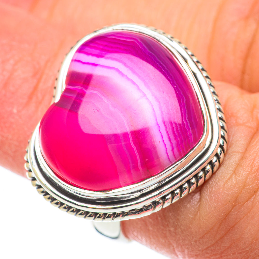 Pink Botswana Agate Rings handcrafted by Ana Silver Co - RING64170
