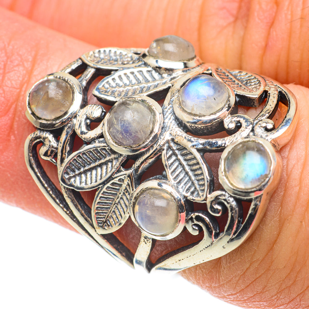 Rainbow Moonstone Rings handcrafted by Ana Silver Co - RING64177