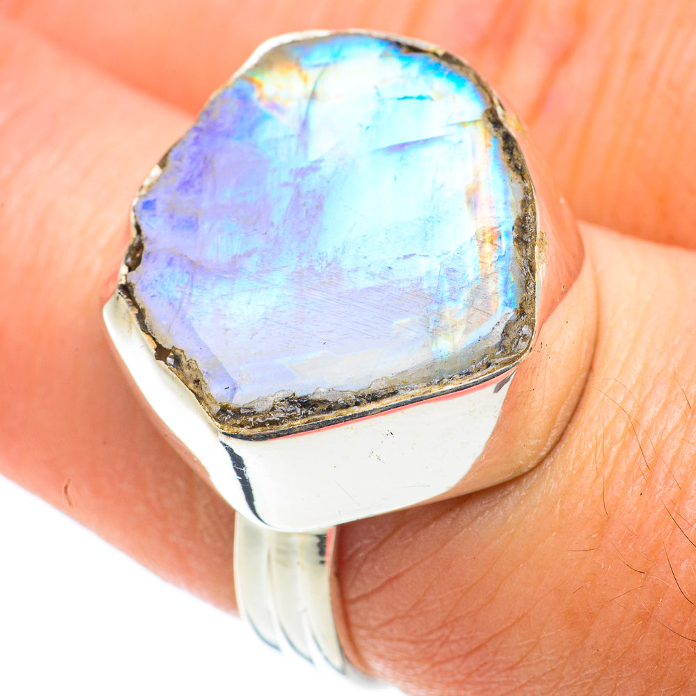 Rainbow Moonstone Rings handcrafted by Ana Silver Co - RING64178