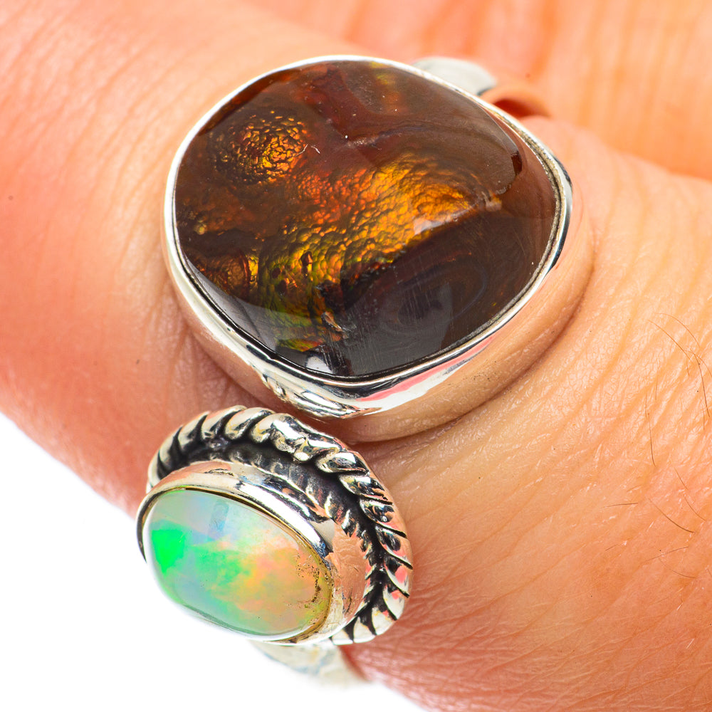 Mexican Fire Agate Rings handcrafted by Ana Silver Co - RING64208