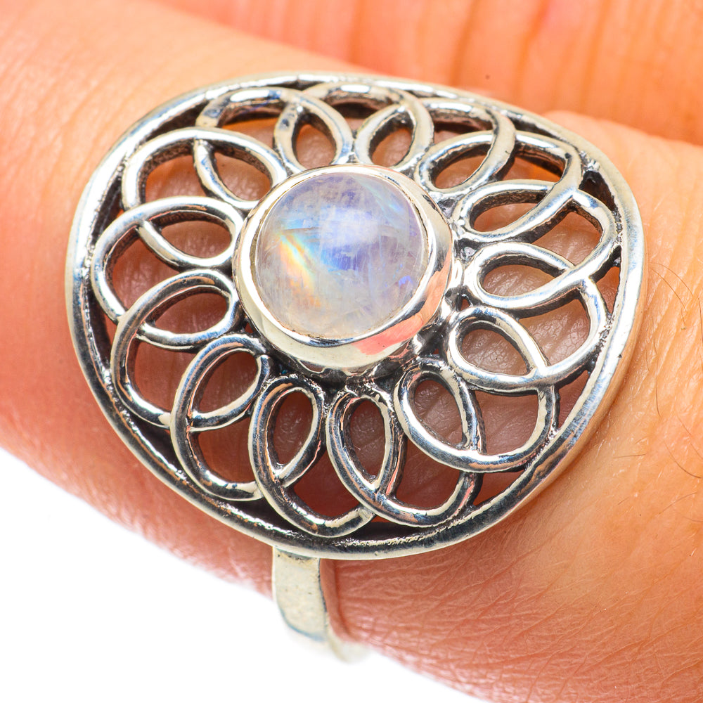 Rainbow Moonstone Rings handcrafted by Ana Silver Co - RING64249