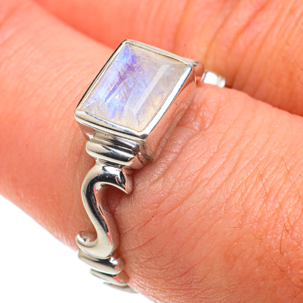 Rainbow Moonstone Rings handcrafted by Ana Silver Co - RING64268