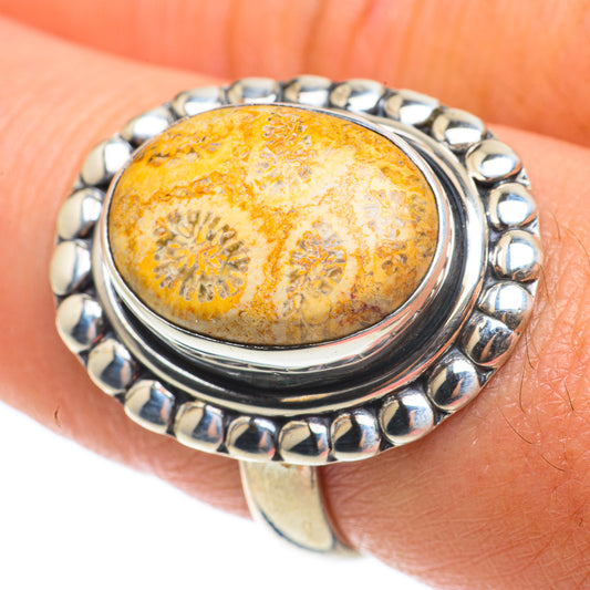 Fossil Coral Rings handcrafted by Ana Silver Co - RING64315