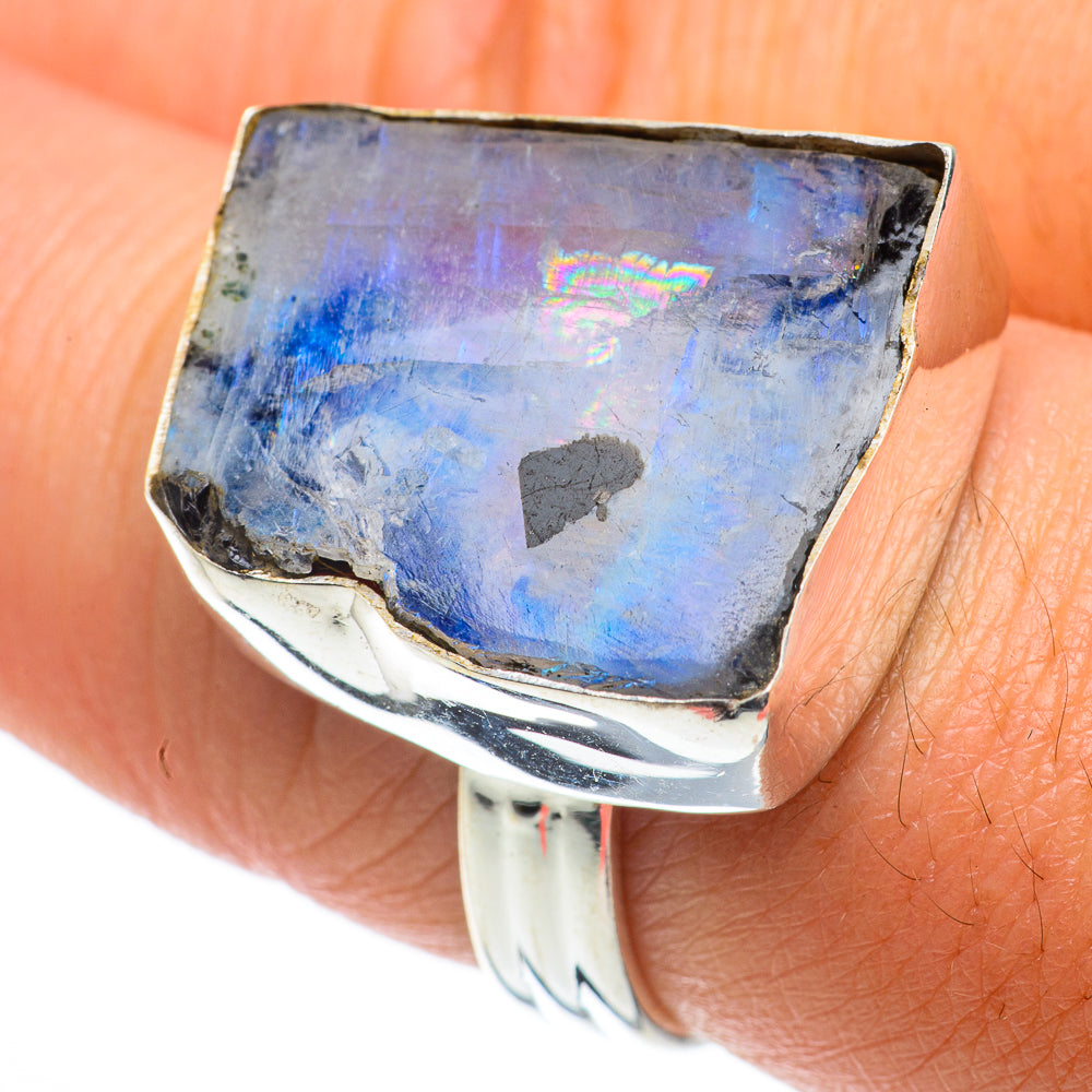 Rainbow Moonstone Rings handcrafted by Ana Silver Co - RING64318