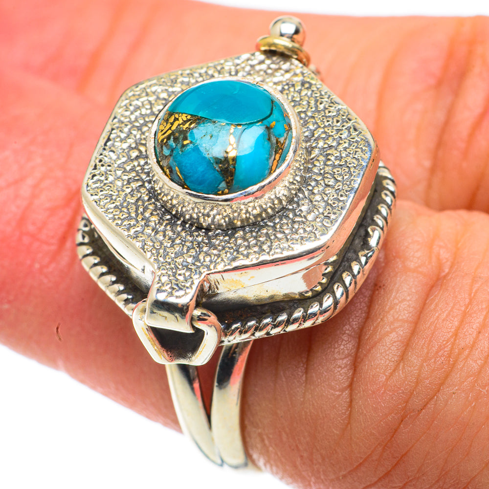 Blue Copper Composite Turquoise Rings handcrafted by Ana Silver Co - RING64323
