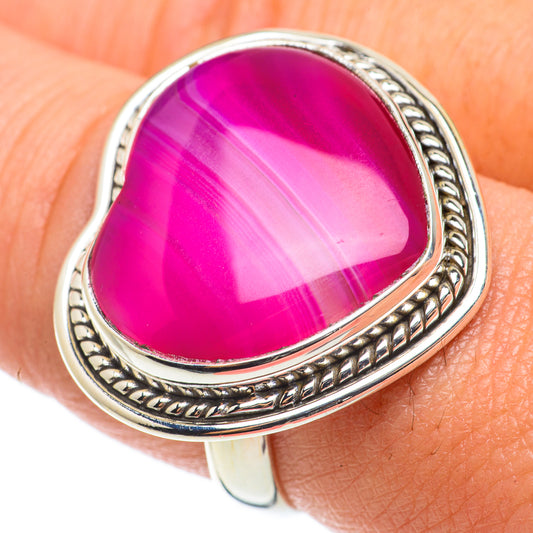 Pink Botswana Agate Rings handcrafted by Ana Silver Co - RING64335