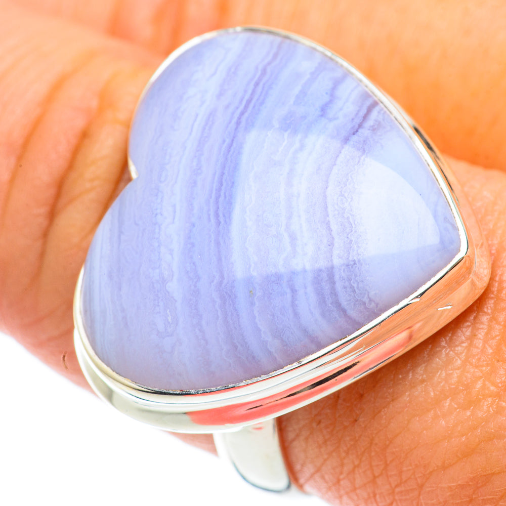 Blue Lace Agate Rings handcrafted by Ana Silver Co - RING64341
