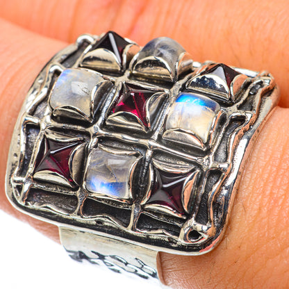 Rainbow Moonstone Rings handcrafted by Ana Silver Co - RING64363