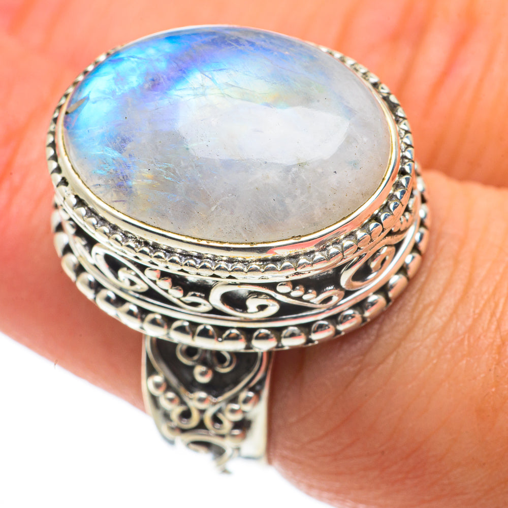 Rainbow Moonstone Rings handcrafted by Ana Silver Co - RING64372