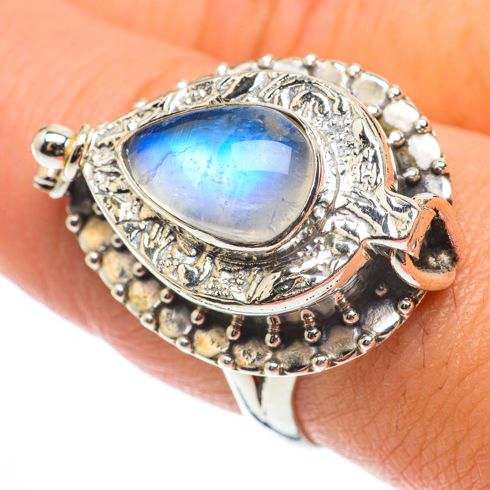 Rainbow Moonstone Rings handcrafted by Ana Silver Co - RING64373