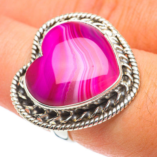 Pink Botswana Agate Rings handcrafted by Ana Silver Co - RING64393
