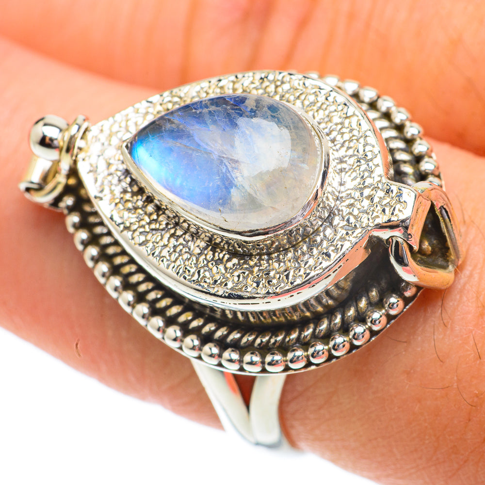 Rainbow Moonstone Rings handcrafted by Ana Silver Co - RING64402