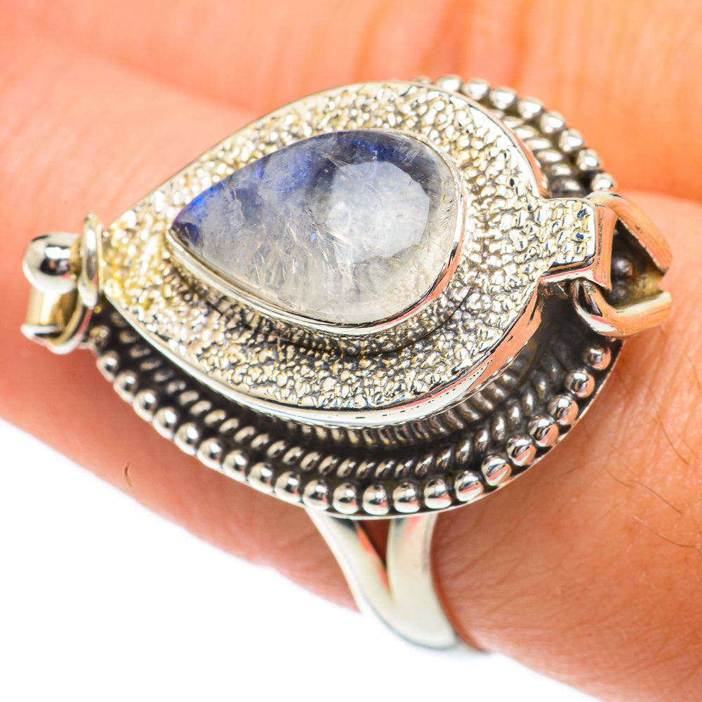 Rainbow Moonstone Rings handcrafted by Ana Silver Co - RING64429