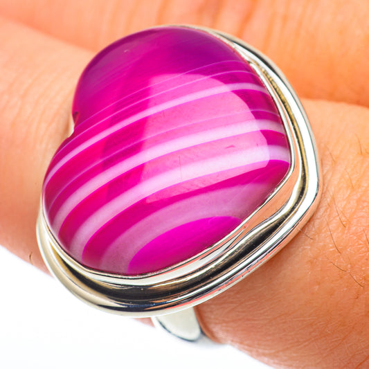 Pink Botswana Agate Rings handcrafted by Ana Silver Co - RING64447