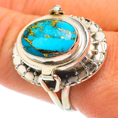 Blue Copper Composite Turquoise Rings handcrafted by Ana Silver Co - RING64480