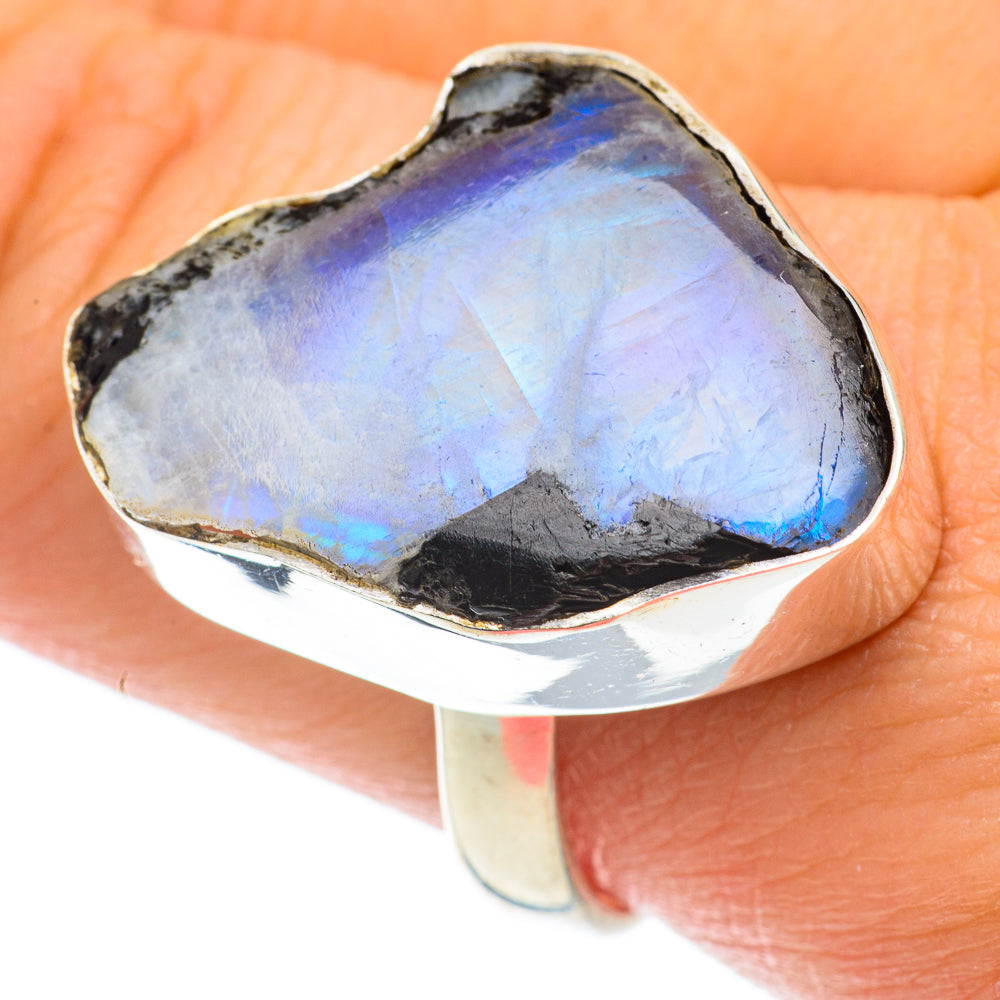 Rainbow Moonstone Rings handcrafted by Ana Silver Co - RING64490