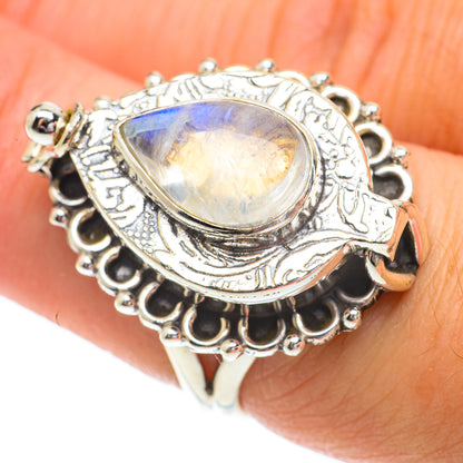 Rainbow Moonstone Rings handcrafted by Ana Silver Co - RING64491