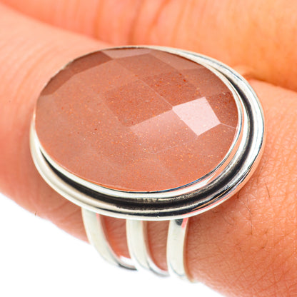 Peach Moonstone Rings handcrafted by Ana Silver Co - RING64508
