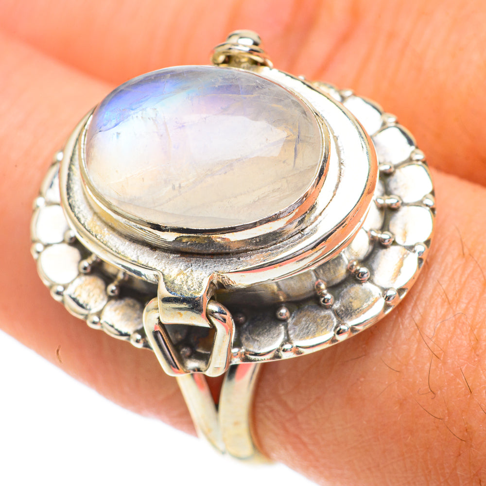 Rainbow Moonstone Rings handcrafted by Ana Silver Co - RING64511
