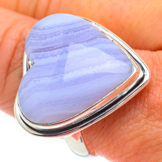 Blue Lace Agate Rings handcrafted by Ana Silver Co - RING64591
