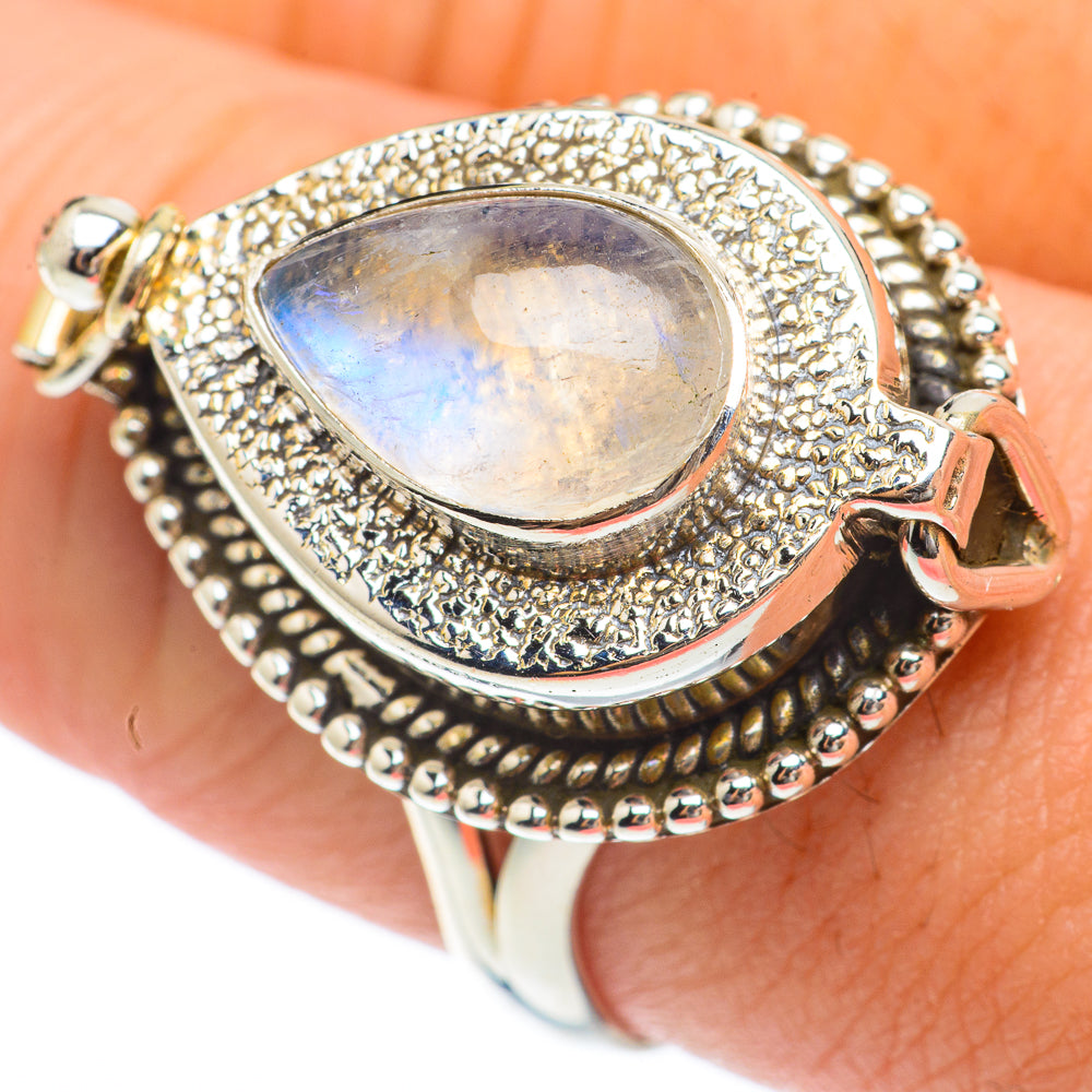 Rainbow Moonstone Rings handcrafted by Ana Silver Co - RING64657