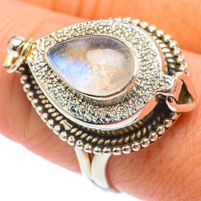 Rainbow Moonstone Rings handcrafted by Ana Silver Co - RING64657