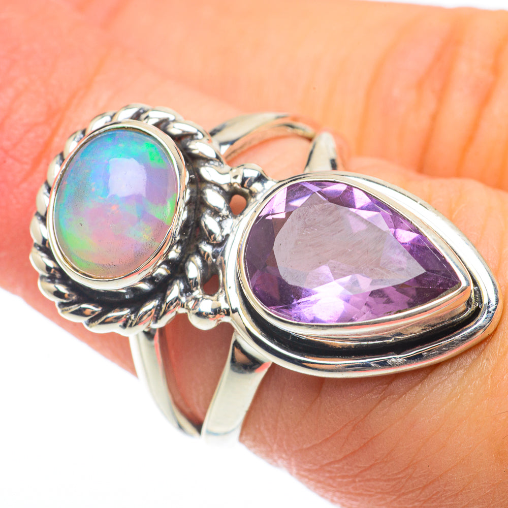 Amethyst, Ethiopian Opal Rings handcrafted by Ana Silver Co - RING64691