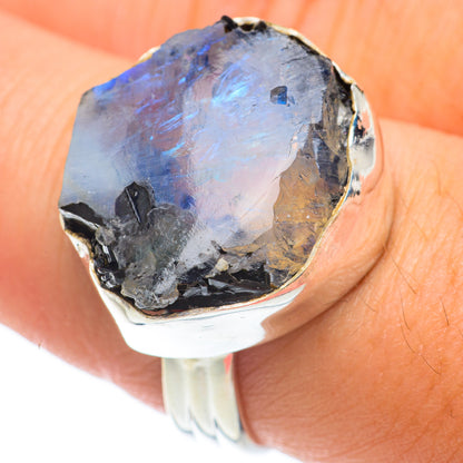 Rainbow Moonstone Rings handcrafted by Ana Silver Co - RING64717