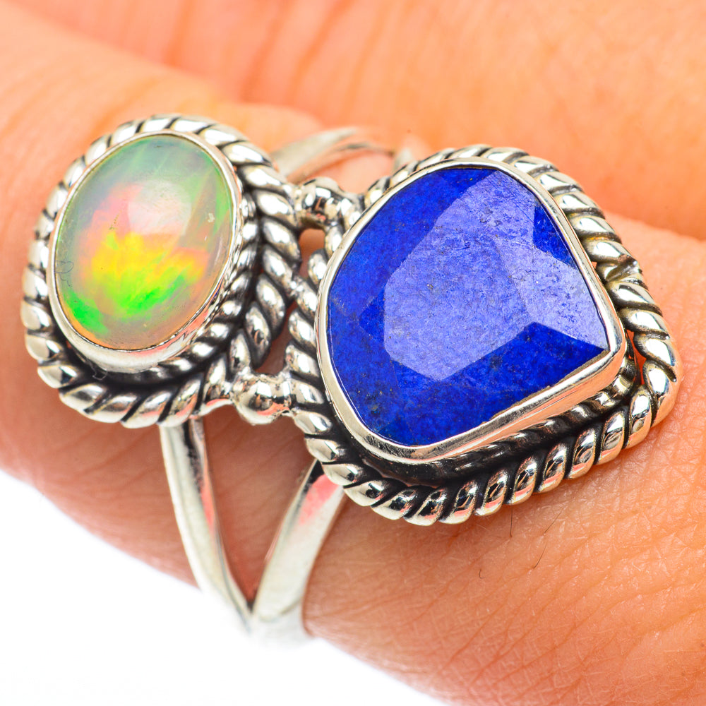 Lapis Lazuli, Ethiopian Opal Rings handcrafted by Ana Silver Co - RING64725