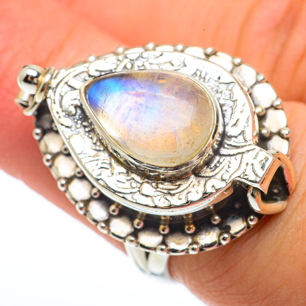 Rainbow Moonstone Rings handcrafted by Ana Silver Co - RING64746