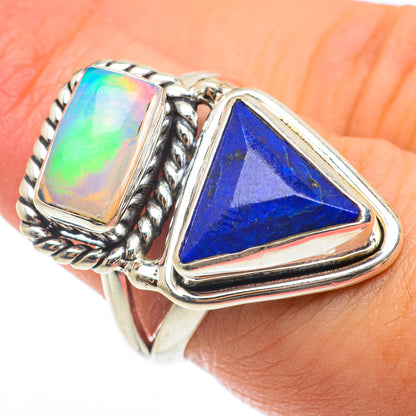 Lapis Lazuli, Ethiopian Opal Rings handcrafted by Ana Silver Co - RING64755