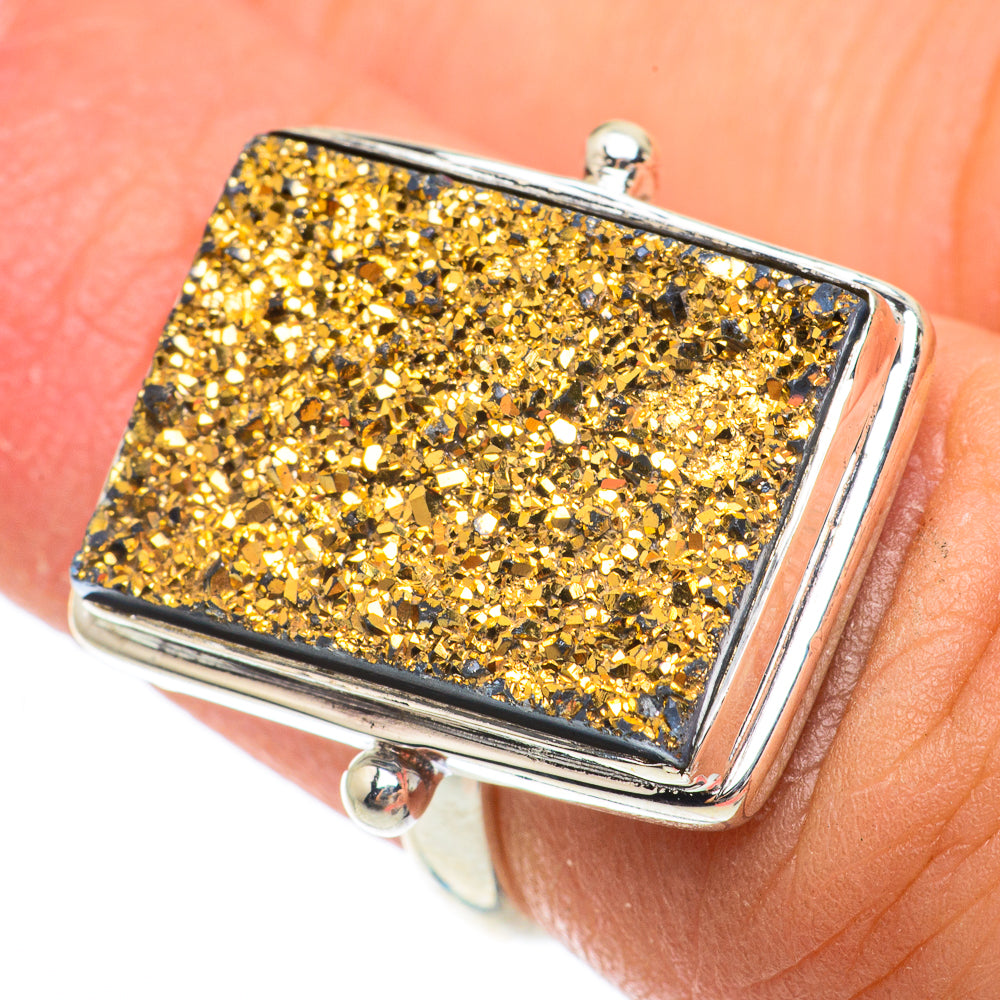 Pyrite Druzy Rings handcrafted by Ana Silver Co - RING64775