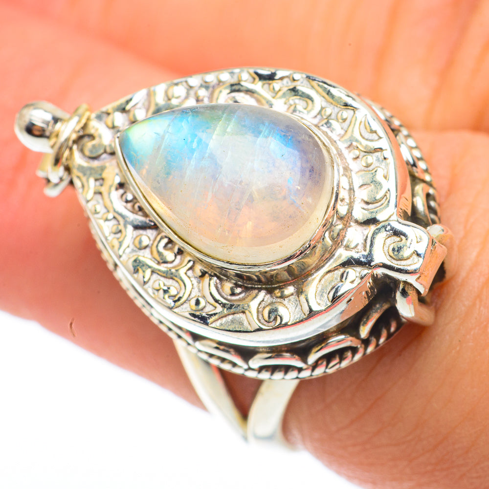 Rainbow Moonstone Rings handcrafted by Ana Silver Co - RING64777