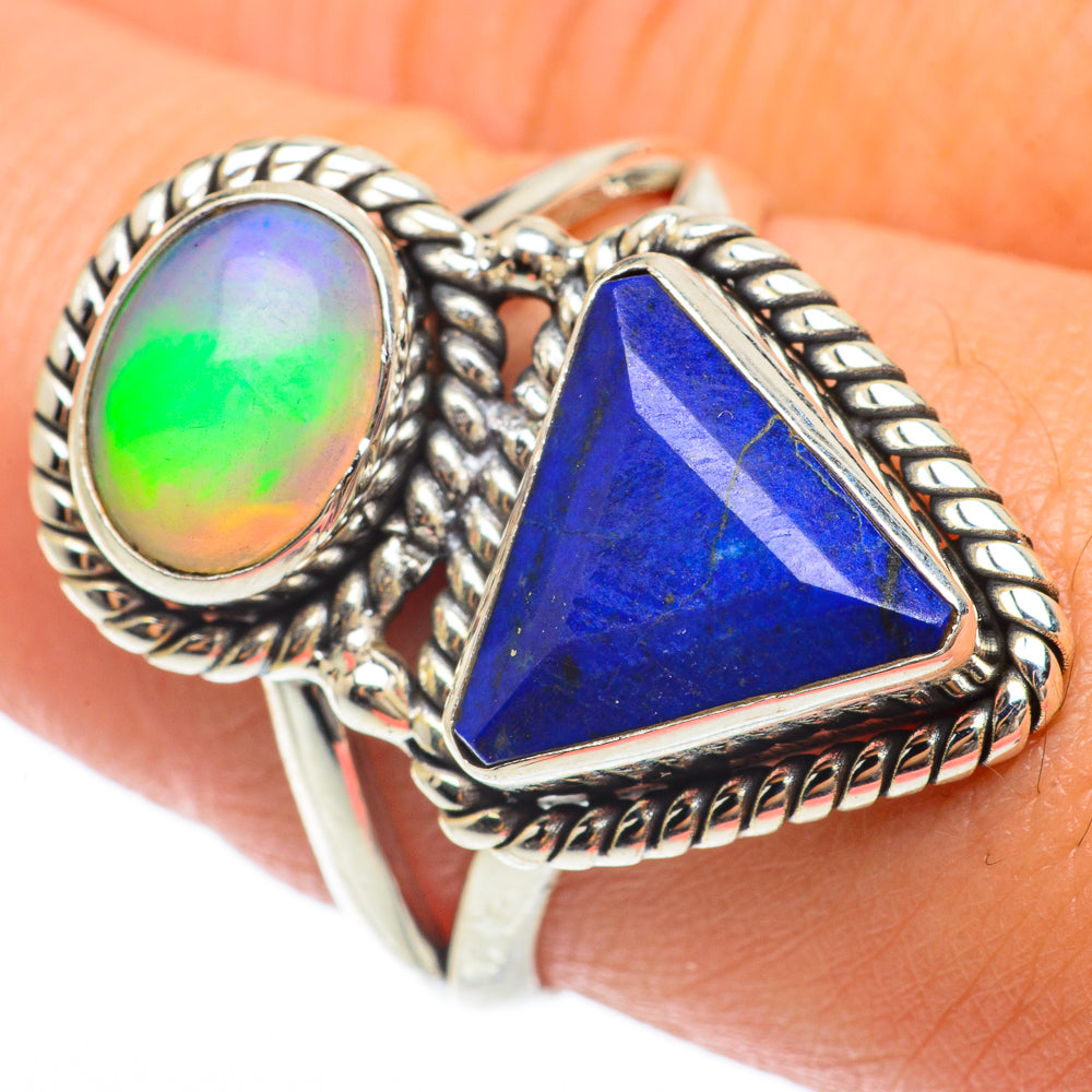 Lapis Lazuli, Ethiopian Opal Rings handcrafted by Ana Silver Co - RING64806