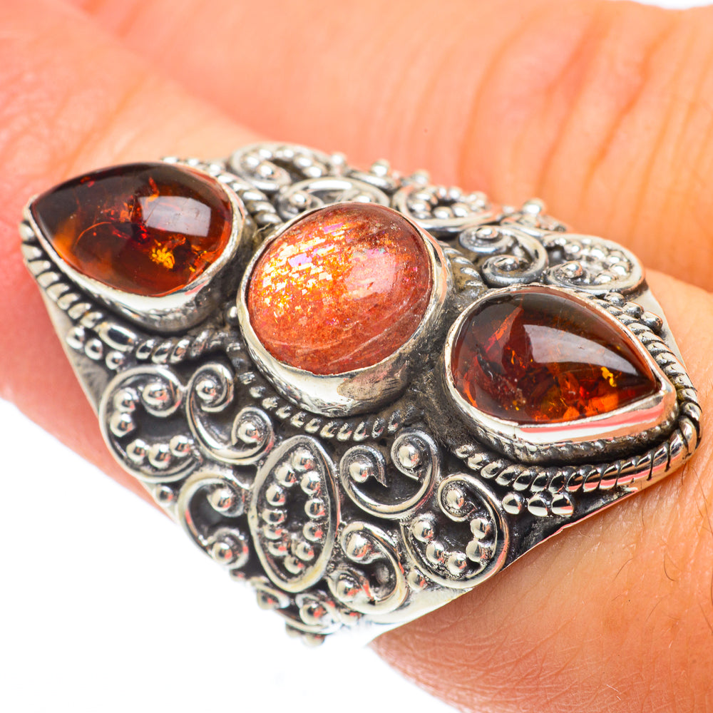 Sunstone, Baltic Amber Rings handcrafted by Ana Silver Co - RING64869