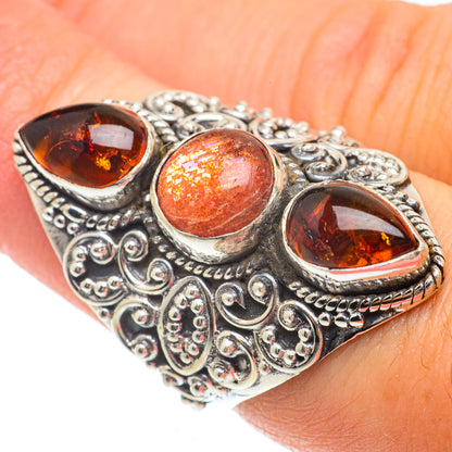 Sunstone, Baltic Amber Rings handcrafted by Ana Silver Co - RING64869