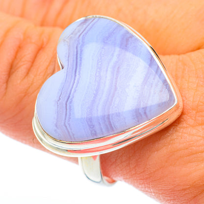Blue Lace Agate Rings handcrafted by Ana Silver Co - RING64878